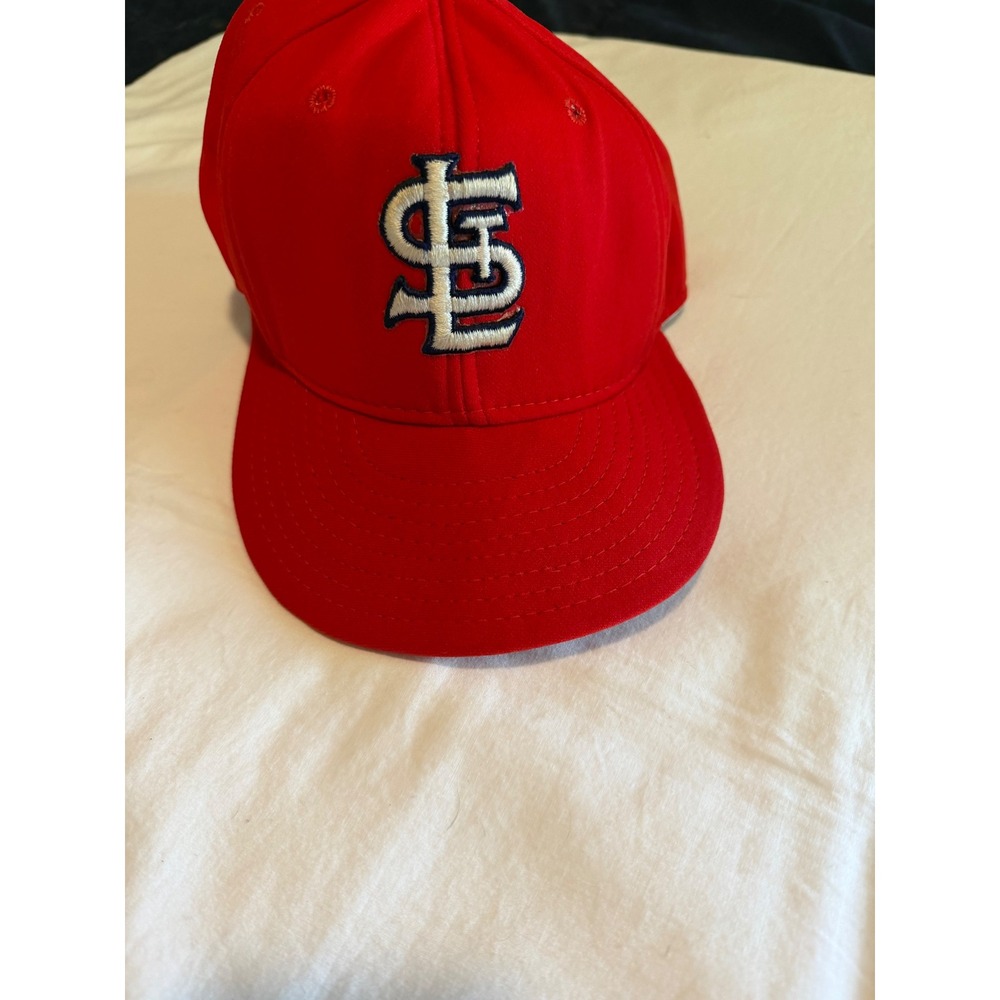 Vintage AJD St Louis Cardinals Hat Red Double Knit‎ Nylon Fitted Cap 6 7/8 USA